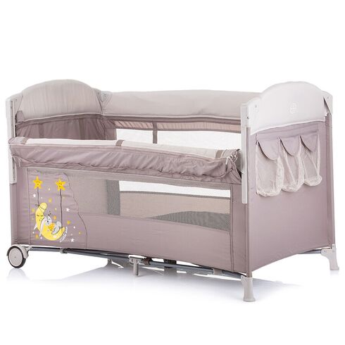 Patut pliabil Chipolino Merida frappe cu laterala culisanta, Culoare: Crem,poza 3