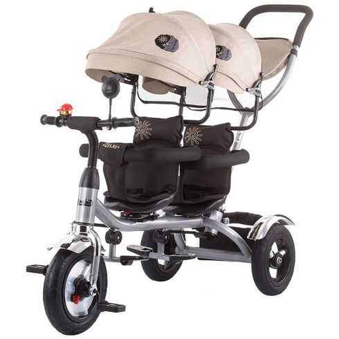 Tricicleta gemeni Chipolino 2Play vanilla, Culoare: Crem,poza 2