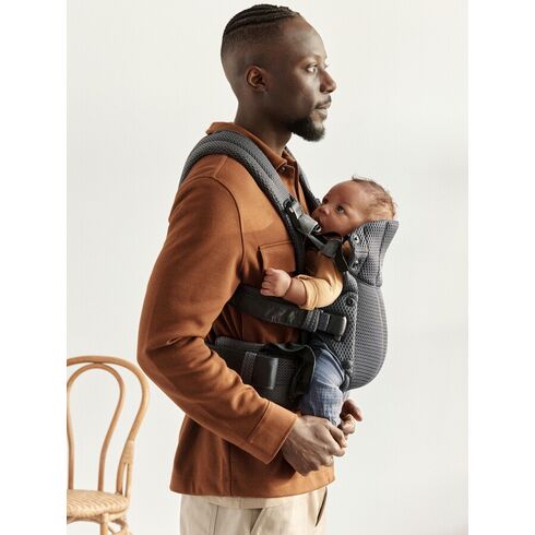 Marsupiu anatomic BabyBjorn cu multiple pozitii de purtare colectia Harmony, 3D Mesh, Anthracite - Editie Limitata, Culoare: Gri,poza 3