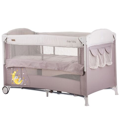 Patut pliabil Chipolino Merida frappe cu laterala culisanta, Culoare: Crem,poza 2