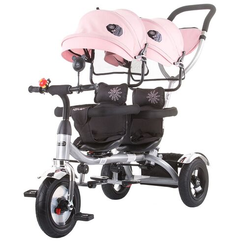 Tricicleta gemeni Chipolino 2Play peony pink, Culoare: Roz