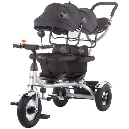 Tricicleta gemeni Chipolino 2Play asphalt, Culoare: Negru
