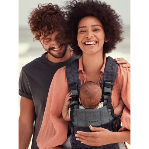 Marsupiu anatomic BabyBjorn cu multiple pozitii de purtare colectia Harmony, 3D Mesh, Anthracite - Editie Limitata, Culoare: Gri,poza 9