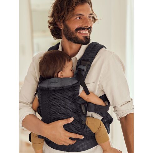 Marsupiu anatomic BabyBjorn cu multiple pozitii de purtare colectia Harmony, 3D Mesh, Anthracite - Editie Limitata, Culoare: Gri,poza 10