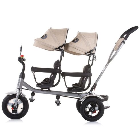 Tricicleta gemeni Chipolino 2Play vanilla, Culoare: Crem,poza 3