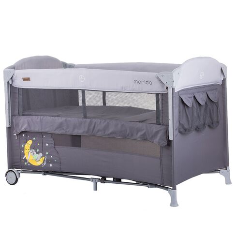 Patut pliabil Chipolino Merida platinum cu laterala culisanta, Culoare: Gri,poza 2