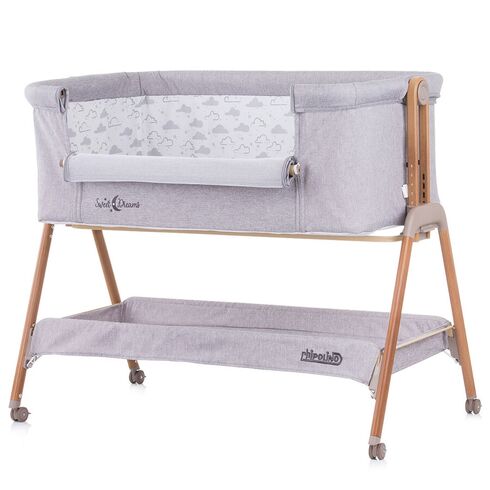 Patut Co-Sleeper Chipolino Sweet Dreams grey wood, Culoare: Maro,poza 3