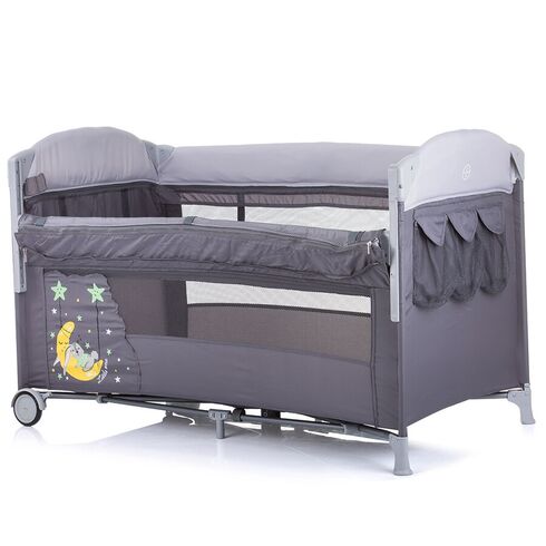 Patut pliabil Chipolino Merida platinum cu laterala culisanta, Culoare: Gri,poza 3