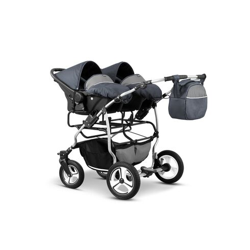 Carucior pentru gemeni Mikado TWIN T-06 3 in 1, Culoare: Gri - poza 4 - ExclusivMAG.ro
