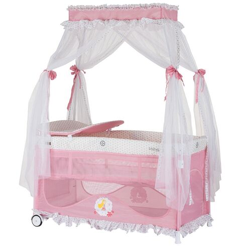 Patut pliabil Chipolino Sahara flowers, Culoare: Roz, Dimensiuni: 120x60 - poza 2 - ExclusivMAG.ro