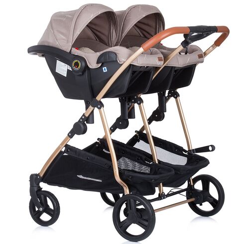Carucior gemeni Chipolino Duo Smart 3 in 1 humus, Culoare: Crem - poza 5 - ExclusivMAG.ro