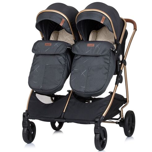 Carucior gemeni Chipolino Duo Smart 3 in 1 raven, Culoare: Negru - poza 4 - ExclusivMAG.ro