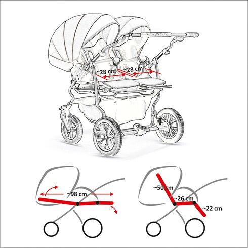 Carucior pentru gemeni Mikado DUET LUX D-223 3 in 1, Culoare: Gri/Negru - poza 5 - ExclusivMAG.ro