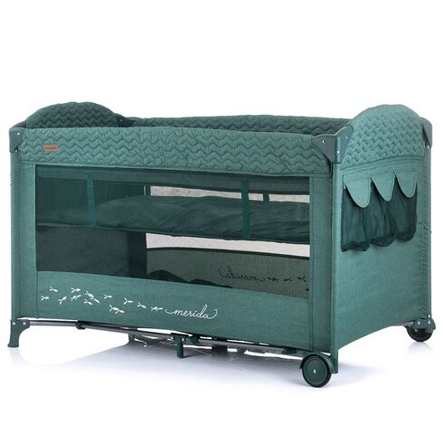 Patut pliabil Chipolino Merida avocado linen cu laterala culisanta, Culoare: Verde, Dimensiuni: 120x60,poza 5