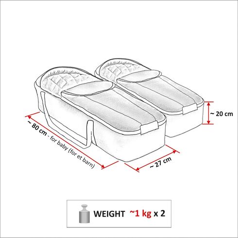 Carucior pentru gemeni Mikado DUET LUX D-223 3 in 1, Culoare: Gri/Negru - poza 3 - ExclusivMAG.ro
