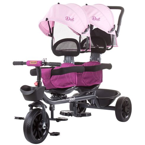 Tricicleta gemeni Chipolino Duet peony pink, Culoare: Roz