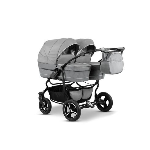 Carucior pentru gemeni Mikado TWIN T-15 3 in 1, Culoare: Gri deschis