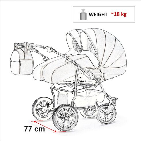 Carucior pentru gemeni Mikado DUET LUX D-222 3 in 1, Culoare: Negru,poza 2