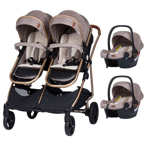 Carucior gemeni Chipolino Duo Smart 3 in 1 humus, Culoare: Crem  - ExclusivMAG.ro