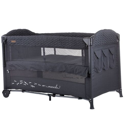 Patut pliabil Chipolino Merida anthracite linen cu laterala culisanta, Culoare: Gri/Negru, Dimensiuni: 120x60
