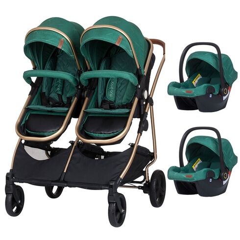 Carucior gemeni Chipolino Duo Smart 3 in 1 avocado, Culoare: Verde  - ExclusivMAG.ro