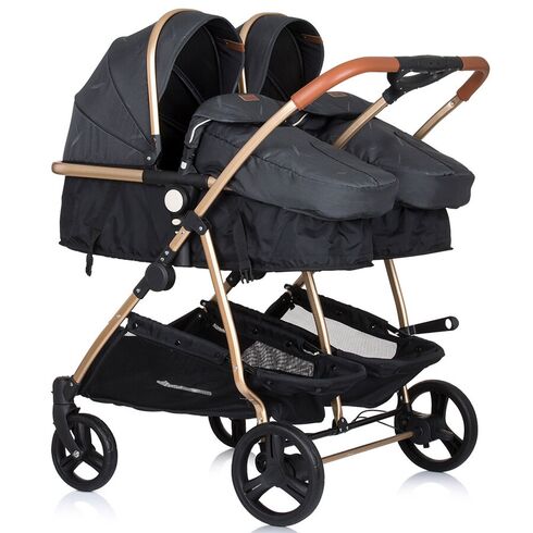 Carucior gemeni Chipolino Duo Smart 3 in 1 raven, Culoare: Negru - poza 3 - ExclusivMAG.ro