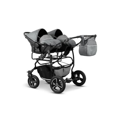 Carucior pentru gemeni Mikado TWIN T-15 3 in 1, Culoare: Gri deschis - poza 3 - ExclusivMAG.ro