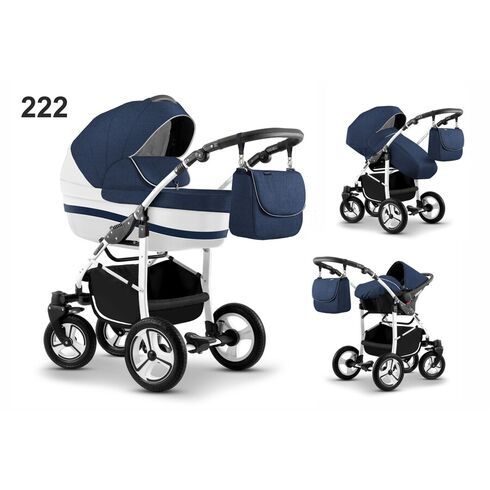 Carucior Mikado CITY STAR S-LINE 3 in 1 (culoare 222) Albastru/Alb, Culoare: Blue  - ExclusivMAG.ro