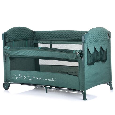 Patut pliabil Chipolino Merida avocado linen cu laterala culisanta, Culoare: Verde, Dimensiuni: 120x60,poza 3