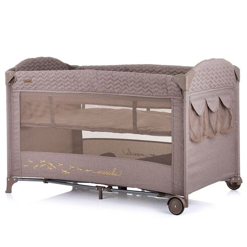 Patut pliabil Chipolino Merida humus linen cu laterala culisanta, Culoare: Crem, Dimensiuni: 120x60,poza 5