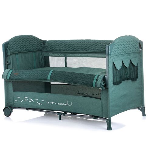 Patut pliabil Chipolino Merida avocado linen cu laterala culisanta, Culoare: Verde, Dimensiuni: 120x60,poza 4
