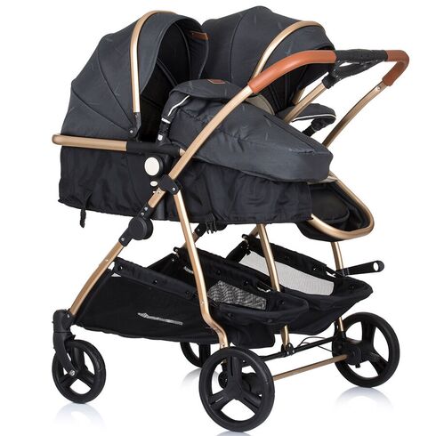 Carucior gemeni Chipolino Duo Smart 3 in 1 raven, Culoare: Negru - poza 8 - ExclusivMAG.ro