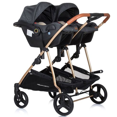Carucior gemeni Chipolino Duo Smart 3 in 1 raven, Culoare: Negru - poza 5 - ExclusivMAG.ro