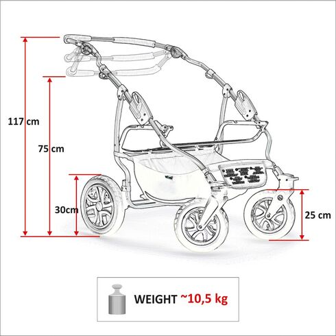 Carucior pentru gemeni Mikado DUET LUX D-223 3 in 1, Culoare: Gri/Negru - poza 8 - ExclusivMAG.ro