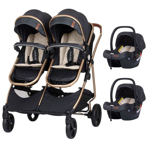 Carucior gemeni Chipolino Duo Smart 3 in 1 raven, Culoare: Negru - poza 2 - ExclusivMAG.ro