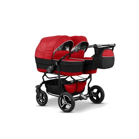 Carucior pentru gemeni Mikado TWIN T-03 3 in 1, Culoare: Rosu/Negru