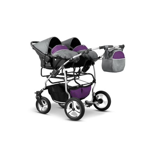 Carucior pentru gemeni Mikado TWIN T-04 3 in 1, Culoare: Mov,poza 2