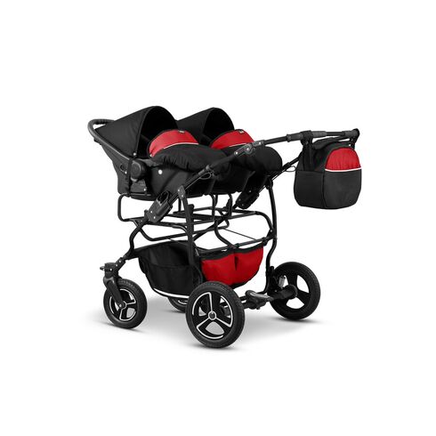 Carucior pentru gemeni Mikado TWIN T-03 3 in 1, Culoare: Rosu/Negru,poza 4