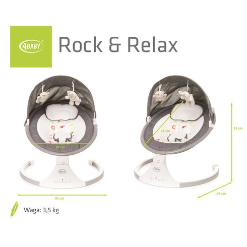 Leagan electric cu telecomanda 4Baby ROCK'N RELAX Camel, Culoare: Crem,poza 7