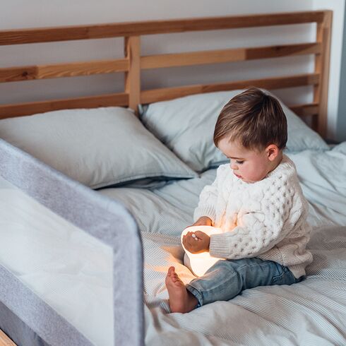 Bariera de siguranta rabatabila pentru pat, Momi Lexi, Light Grey, Culoare: Gri deschis,poza 5