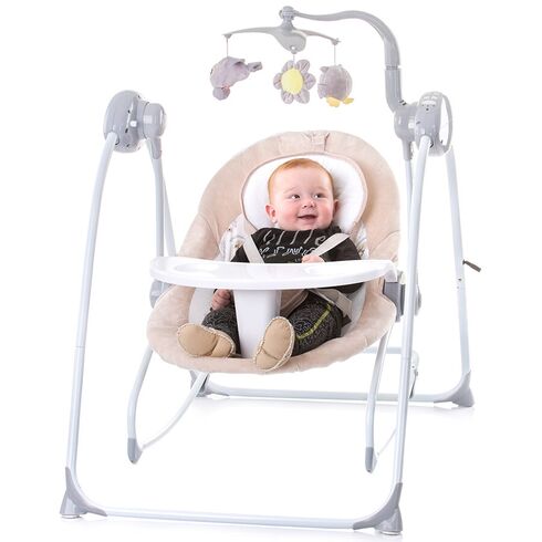 Leagan electric si balansoar Chipolino Nux humus, Culoare: Crem,poza 8