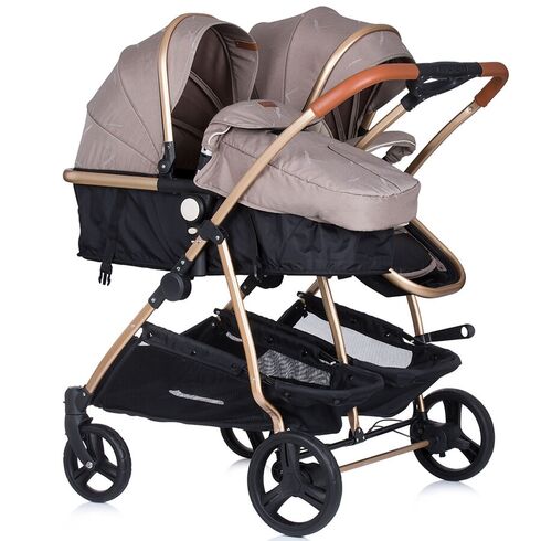 Carucior gemeni Chipolino Duo Smart 2 in 1 humus, Culoare: Crem - poza 7 - ExclusivMAG.ro