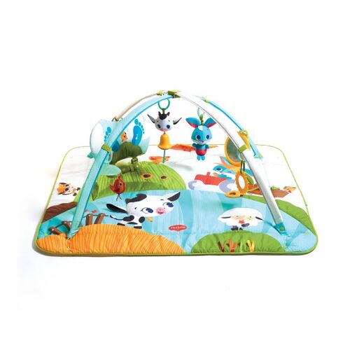 Centru de joaca cu salteluta Tiny Love Gymini Loveste si Canta, Ferma, 0 luni plus, Multicolor