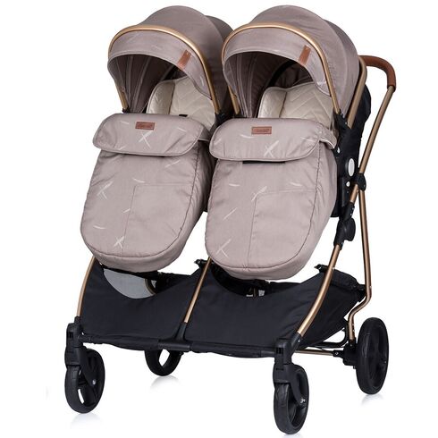 Carucior gemeni Chipolino Duo Smart 2 in 1 humus, Culoare: Crem - poza 4 - ExclusivMAG.ro