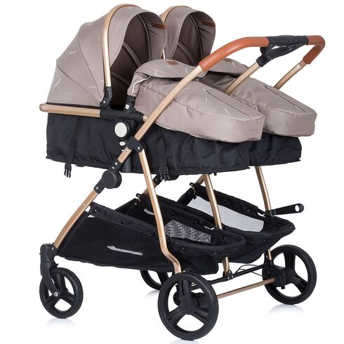 Carucior gemeni Chipolino Duo Smart 2 in 1 humus, Culoare: Crem - poza 3 - ExclusivMAG.ro