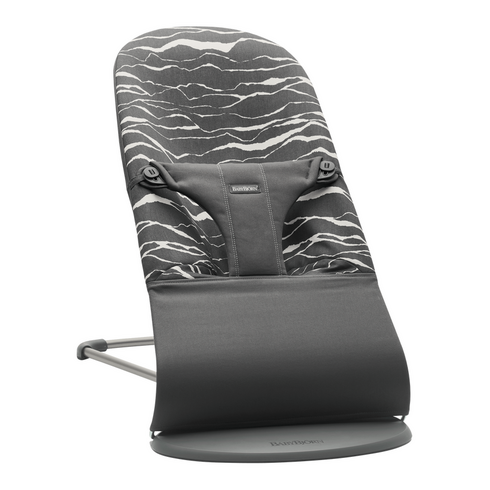 Balansoar BabyBjorn Bliss Anthracite/Landscape Bumbac - Editie Limitata, Culoare: Gri