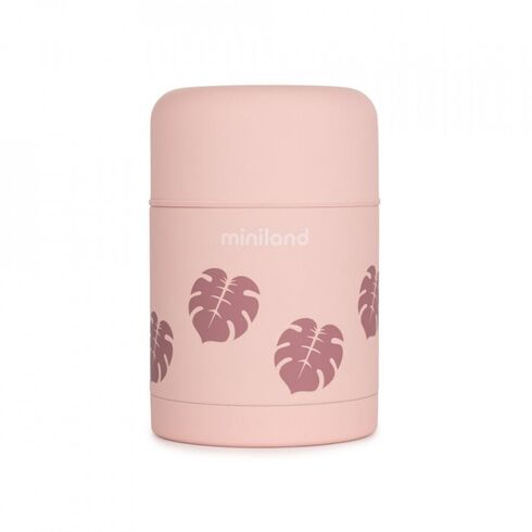Termos mancare solida Terra Leaves 600 ml Miniland, Culoare: Roz, Cantitate: 600ml