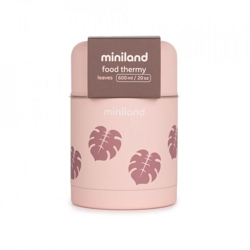 Termos mancare solida Terra Leaves 600 ml Miniland, Culoare: Roz, Cantitate: 600ml,poza 2