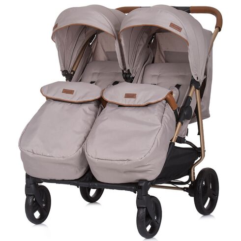 Carucior gemeni Chipolino Passo Doble humus, Culoare: Crem - poza 3 - ExclusivMAG.ro