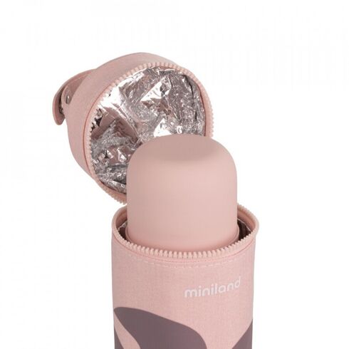 Gentura izoterma Thermibag Terra Leaves 500 ml Miniland, Culoare: Roz, Cantitate: 500ml,poza 2